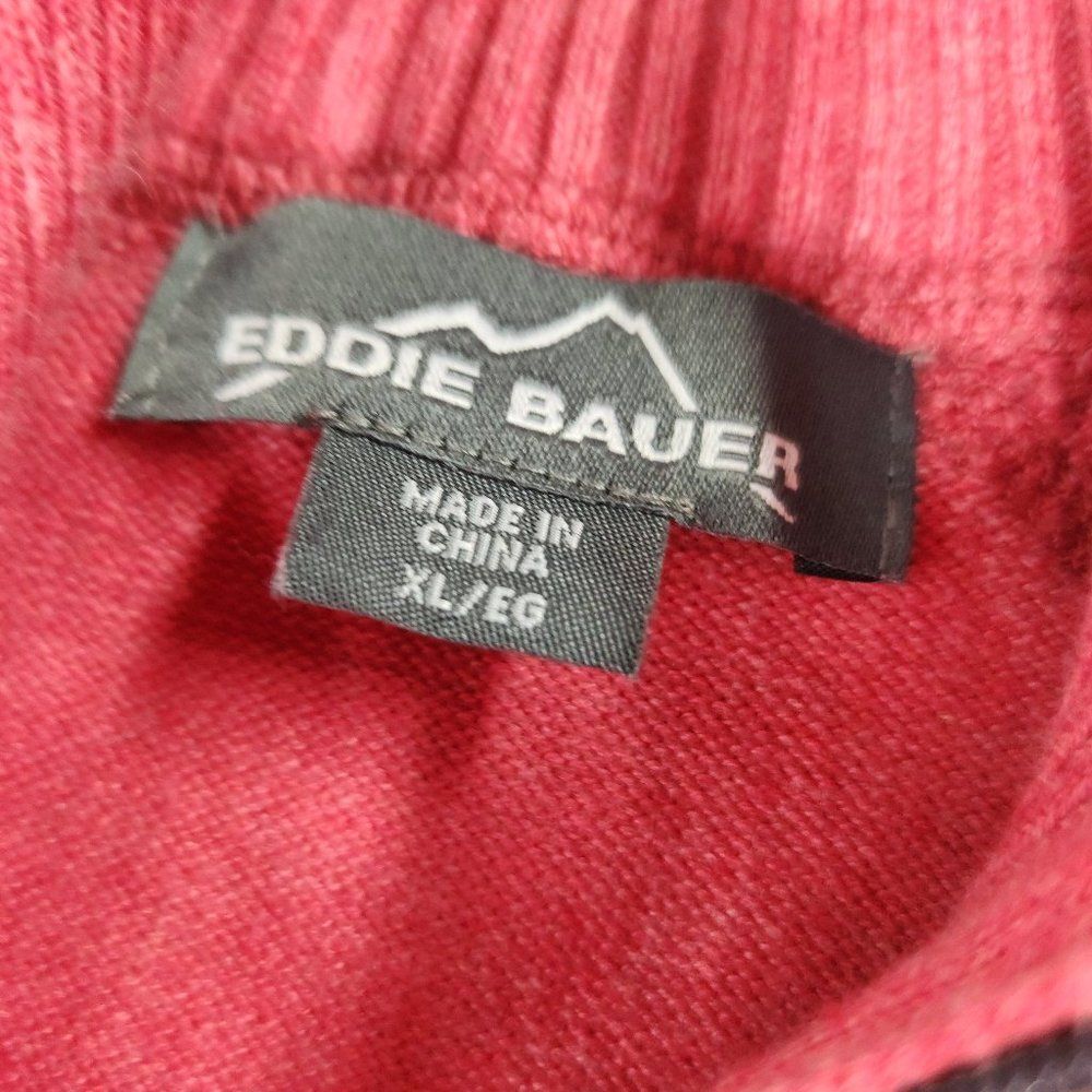 Eddie Bauer Sweater Women's XL Pink 1/2 Zip Pullover Cotton Mock Neck Classic - Picture 5 of 7